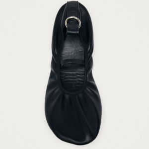 Naira Barefoot Black Leather Ballet Flats