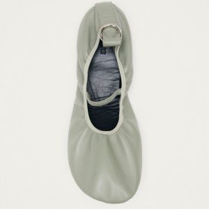 Naira Barefoot Green Leather Ballet Flats