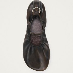 Naira Barefoot Vintage Effect Brown Leather Ballet Flats
