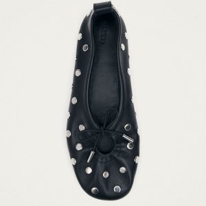 Rosalind All Studs Black Leather Ballet Flats