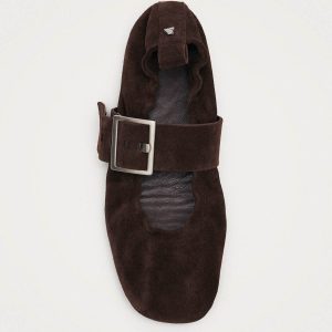 Sarea Suede Brown Leather Ballet Flats