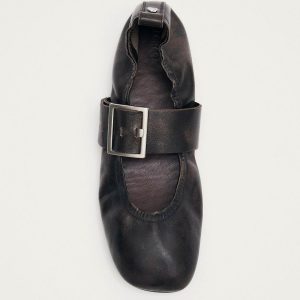 Sarea Vintage Effect Brown Leather Ballet Flats