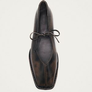 Sway Vintage Effect Brown Leather Ballet Flats