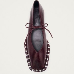Sway Studs Rift Burgundy Leather Ballet Flats