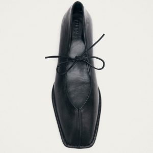 Sway Vintage Effect Black Leather Ballet Flats